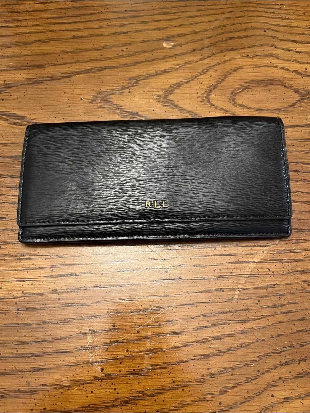 Black Leather Lauren Ralph Lauren Long Wallet